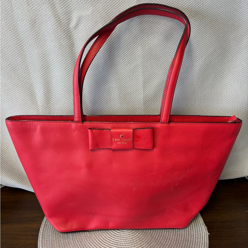 ❤️‍🔥NWOT Kate Spade Red Leather Satchel Bag With Classic Bow❤️‍🔥